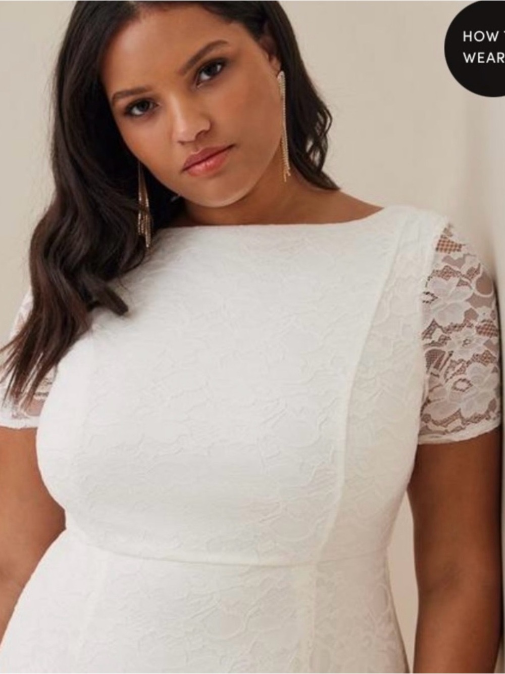 Ivory Lace Short Sleeve Fit & Flare Wedding Dress *NWT* - Picture 4 of 5